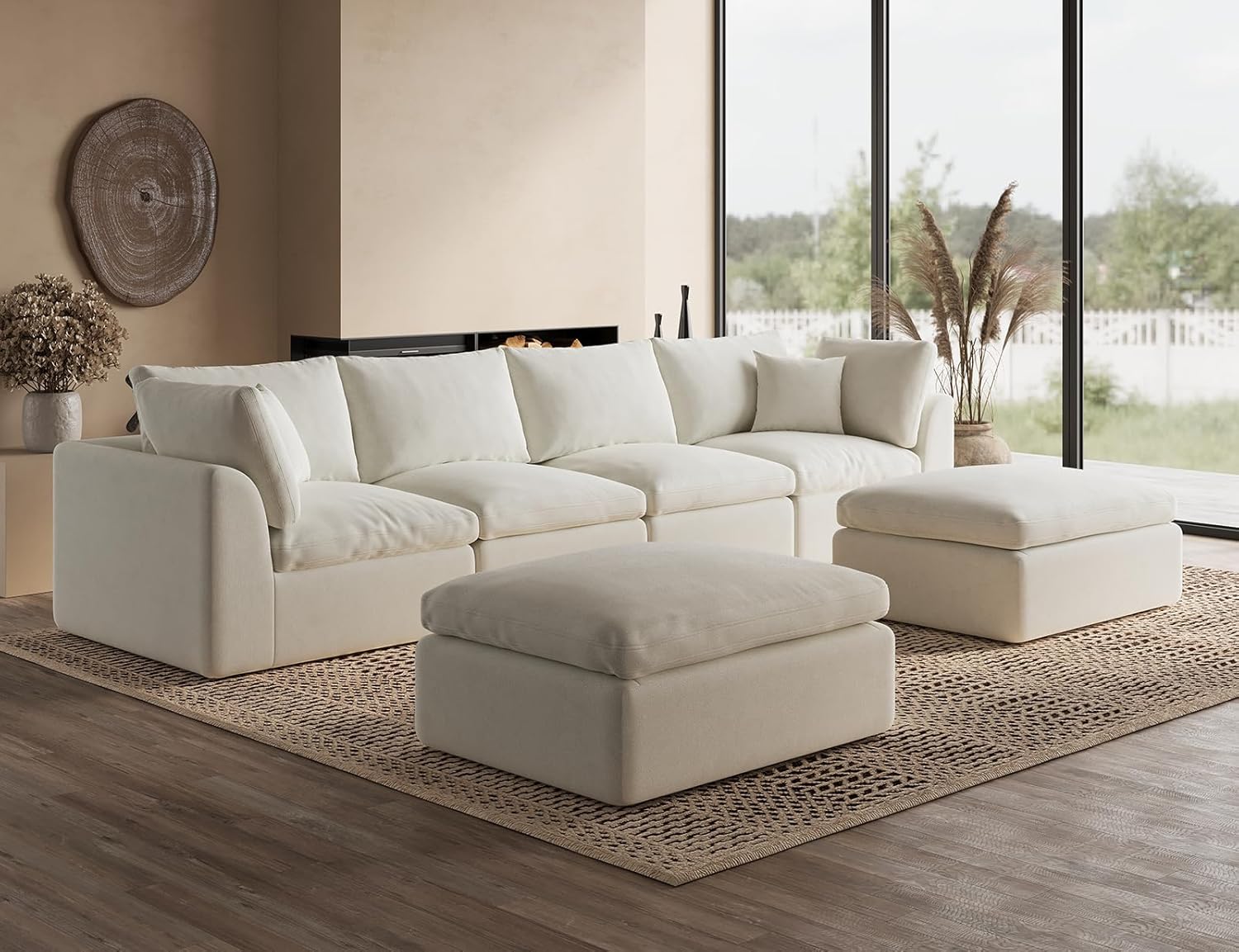 110 inch cloud sectional sofa for living room convertible L-shaped sofa 3 seater sectional sofa