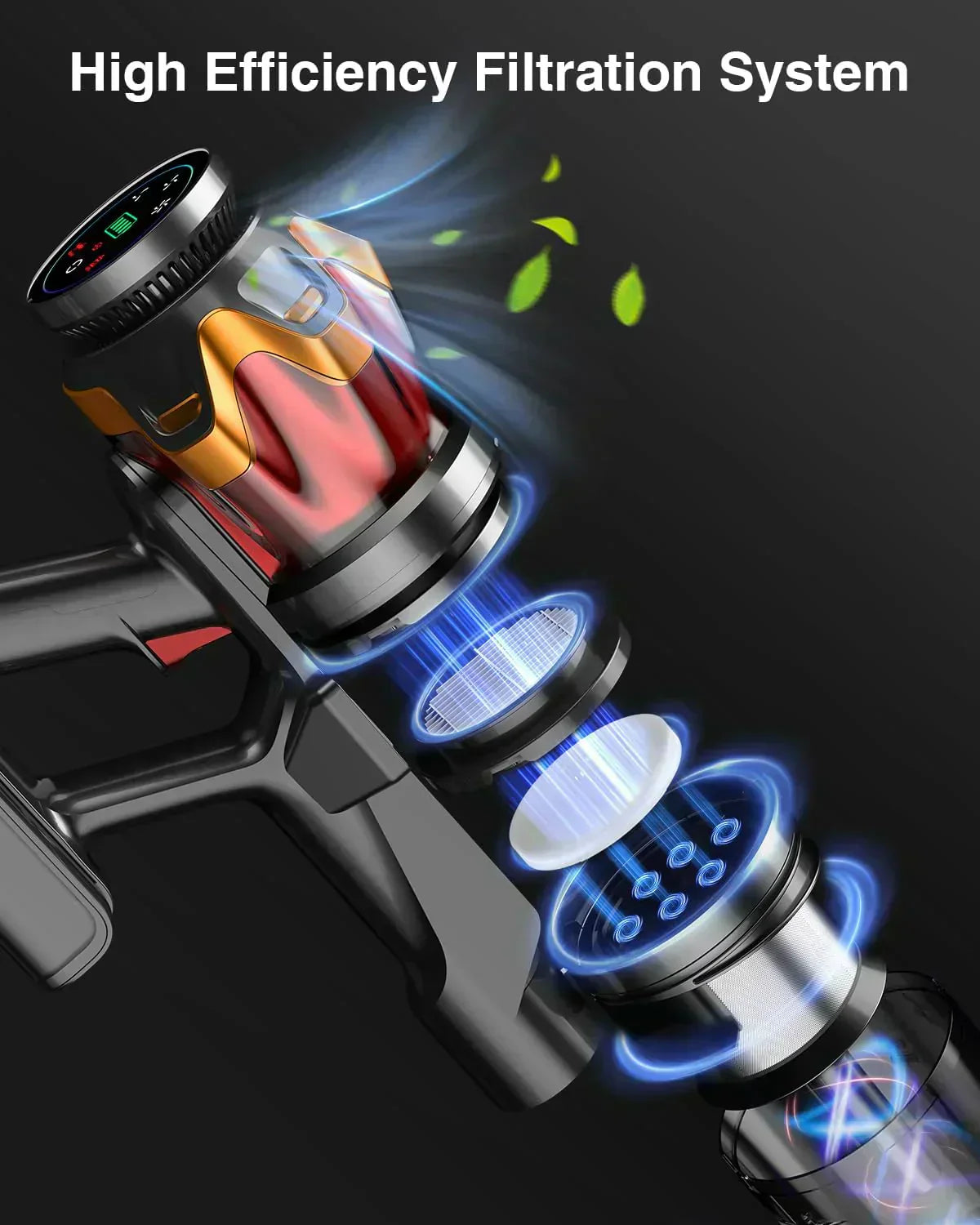 Cordless Vacuum Cleaner 580W 48KPA 65Mins Vacuum Cleaners for Home Self-Standing Stick Vacuum