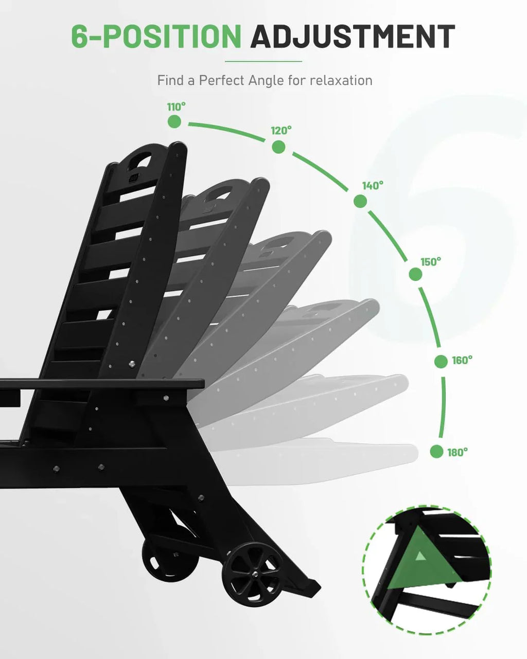 Lounge Chair Outdoor Chaise Lounge HDPE 6-Position Outdoor Chaise Lounge Patio Lounge Chair