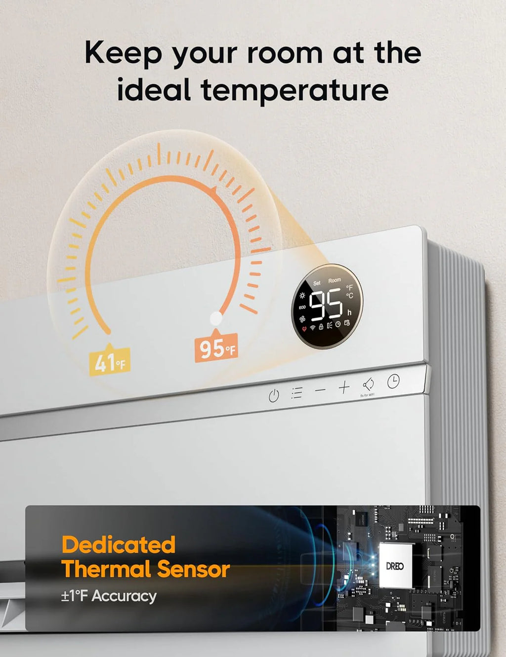 Dreo Smart Wall Heater, Electric Space Heater for Bedroom 1500W, 120�� Vertical Oscillation, Adjustable Thermostat, Remote Control, 24H Timer, Easy-Mount Heater for Indoor Use, Works with Alexa, WH719S
