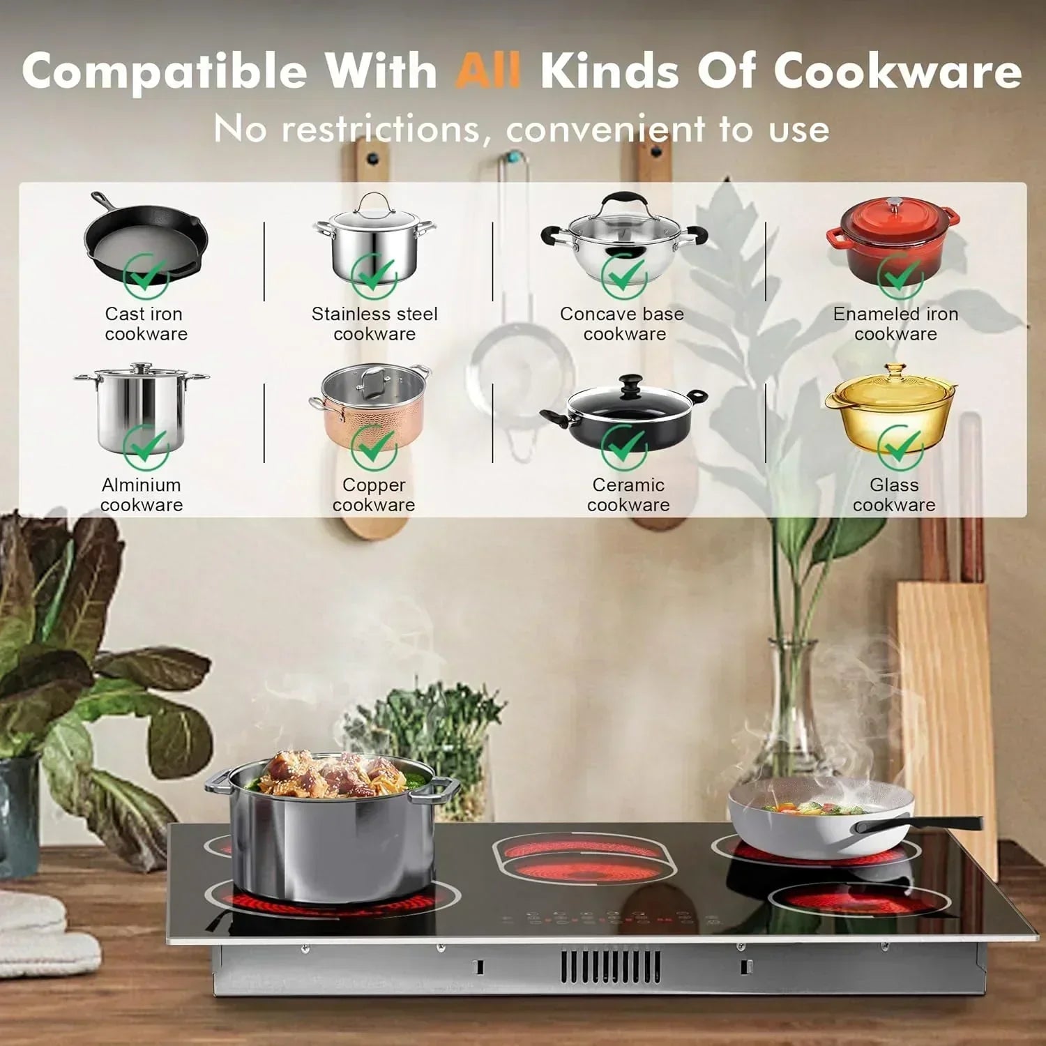 Electric Cooktop 30 Inch - 5 Burners Built-in Ceramic Cooktop 30 Electric Stove Top