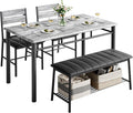 IRONCK Dining Table Set for 4 Kitchen Table with Upholstered Bench Kitchen Table and Chairs Set