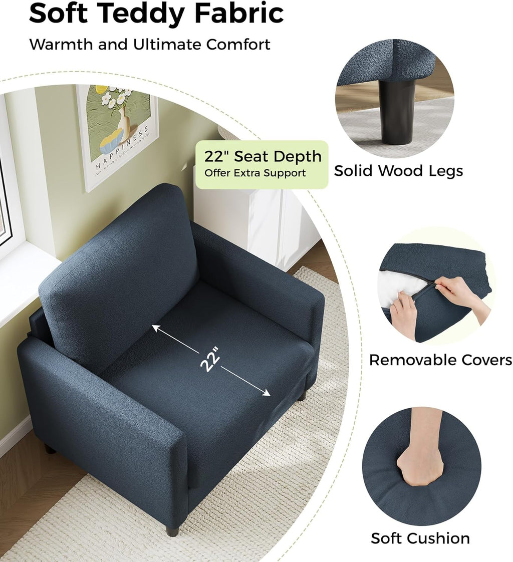 Loveseat Sofa 51 Love Seat Comfy Corduroy Small Loveseat Tool-Free Setup Couch