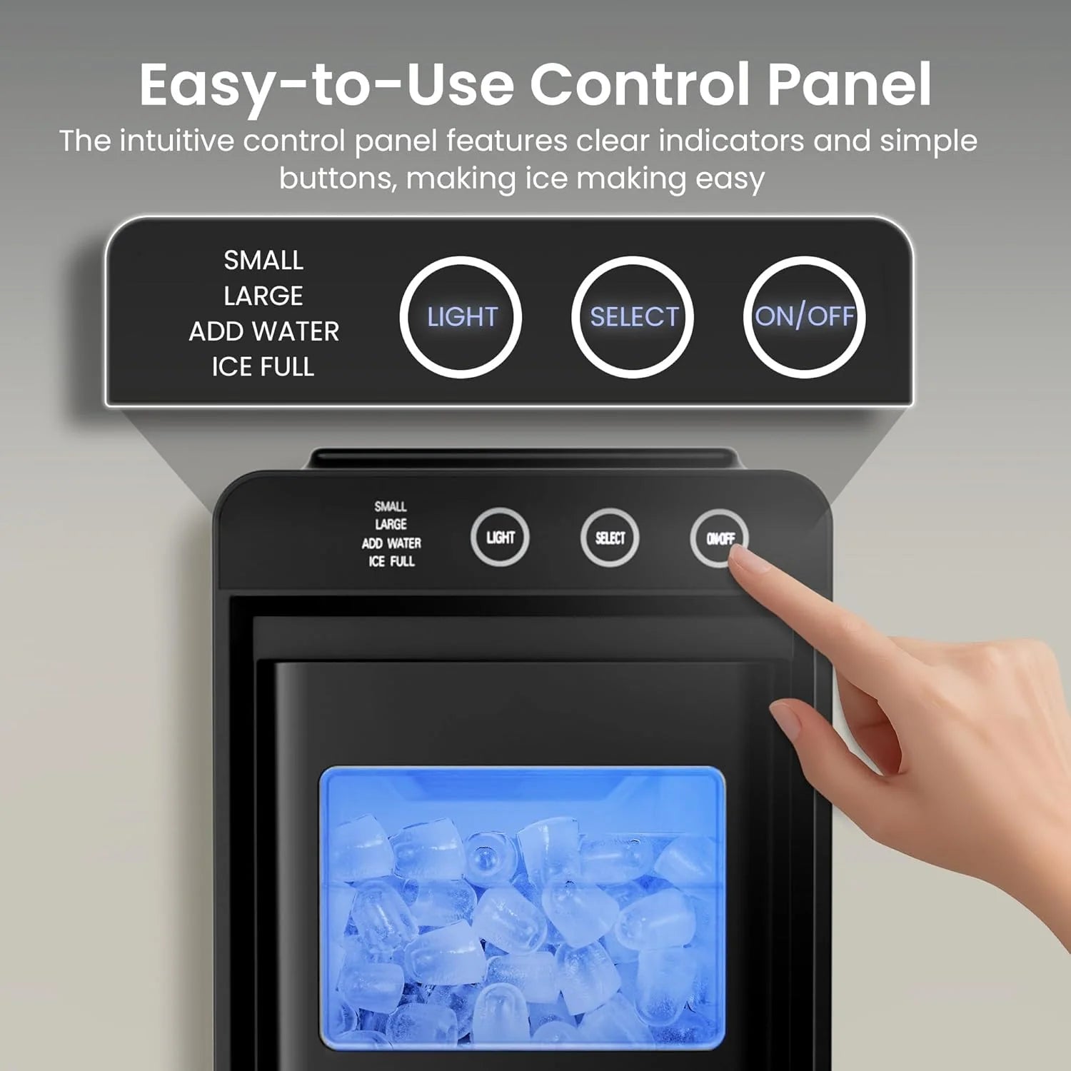 Kismile Ice Makers Countertop,26lbs in 24Hrs, Portable Ice Maker Machine with Self-Cleaning Function,Selectable Ice Size & Internal Lighting Desigh for Home/Kitchen/Bar