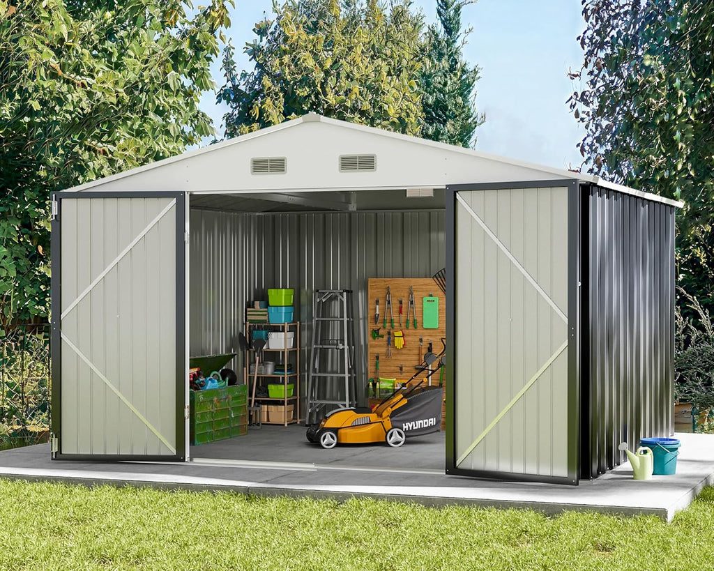 Greesum 6×4 FT Outdoor Storage Shed, Metal Patio Storage Shed with Lockable Door