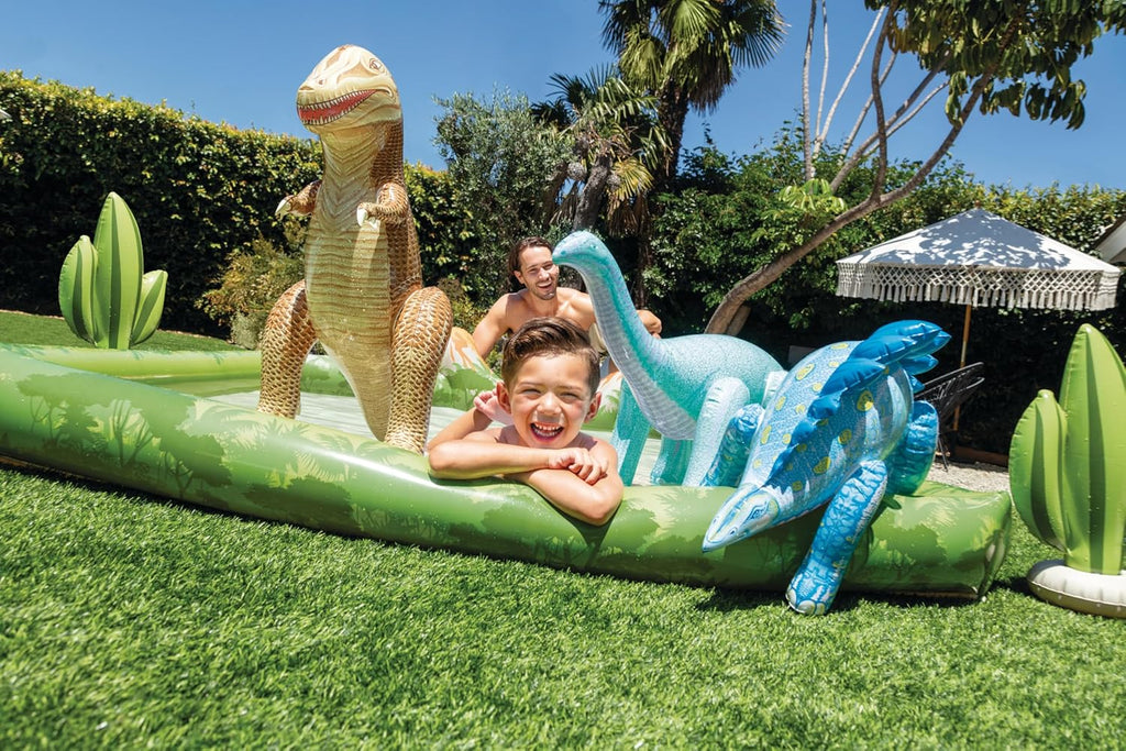 Intex 96 x 78 x 28 Inflatable Jungle Adventure Play Center Spray Kiddie Pool - Backyard Kids Water Slide, Outdoor Blow-Up Splash Pad for Toddlers