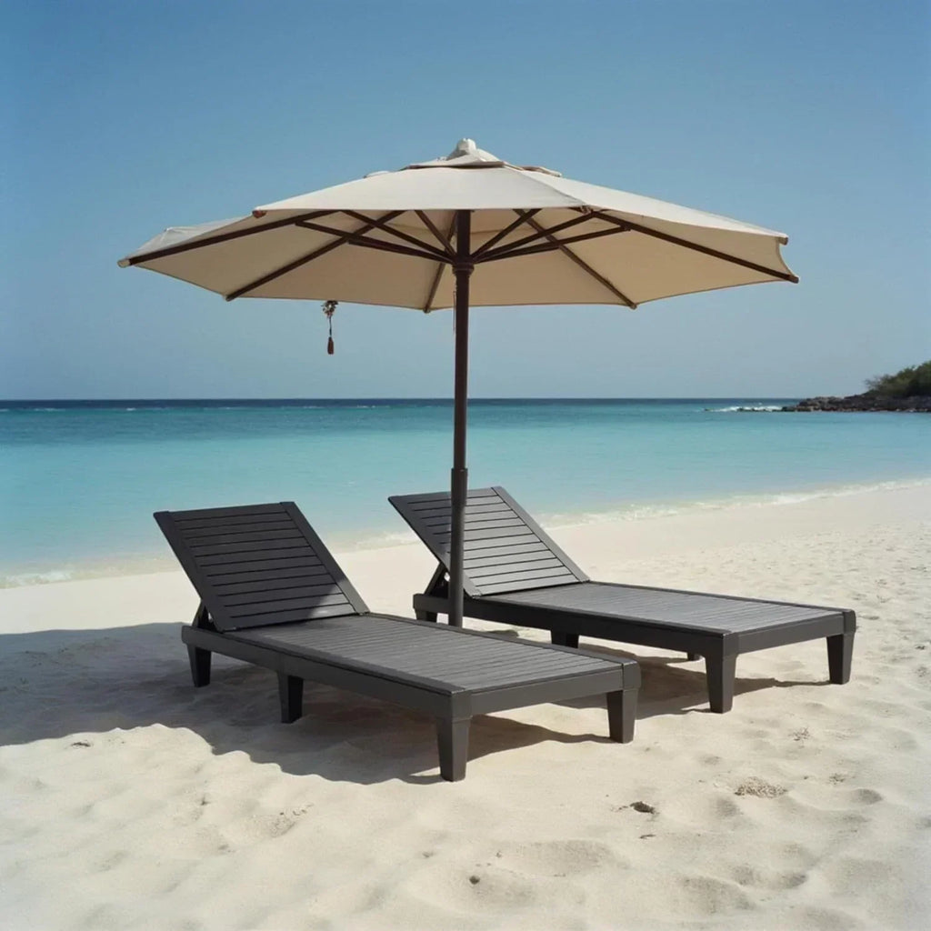 Patio Chairs Black Chaise Lounge Chair Outdoor 5-Position Adjustable Sun Tanning Chair