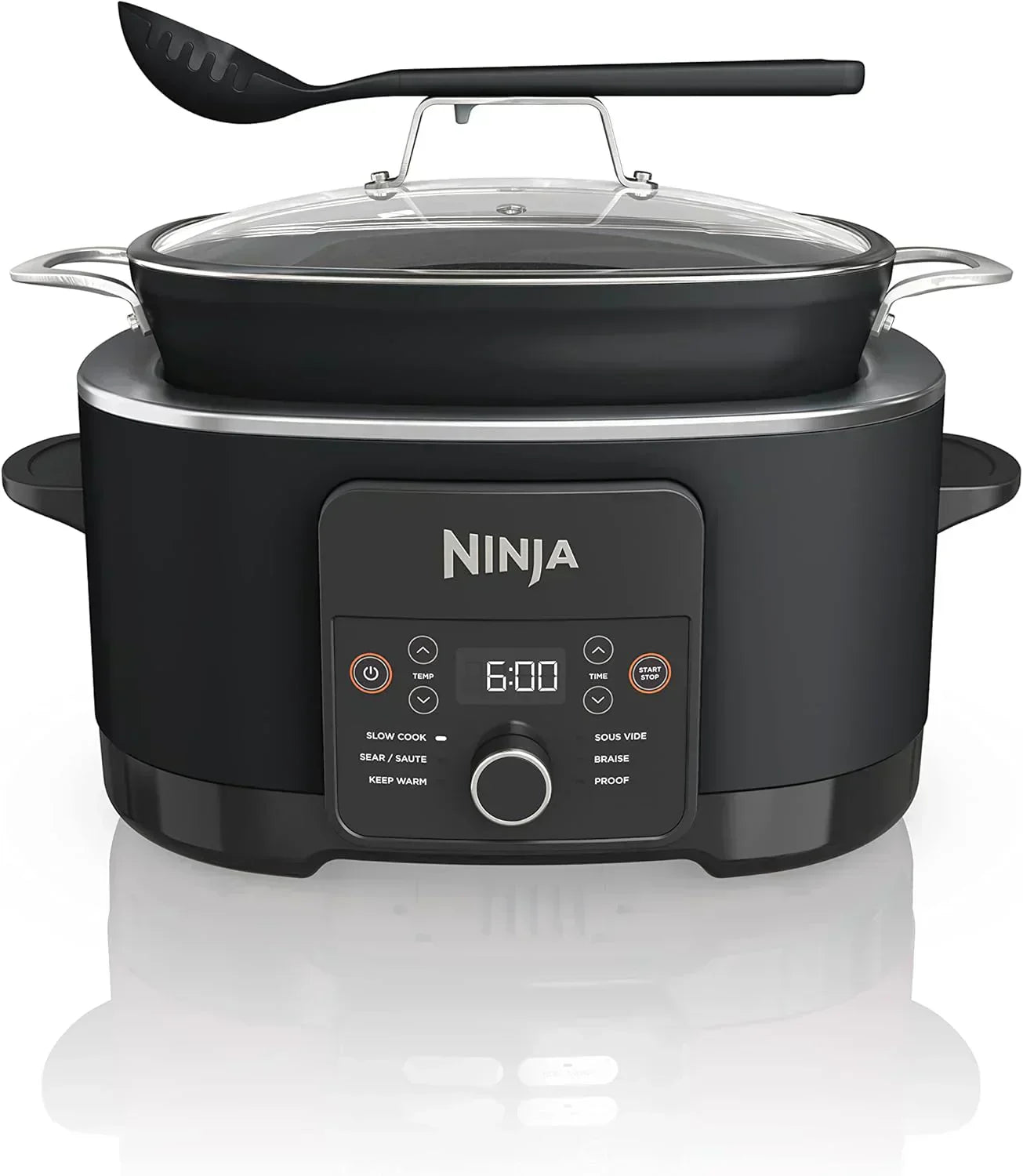 Ninja Slow Cooker 8.5 Quart Multi Cooker with Dutch oven steamer glass lid with integrated spoon