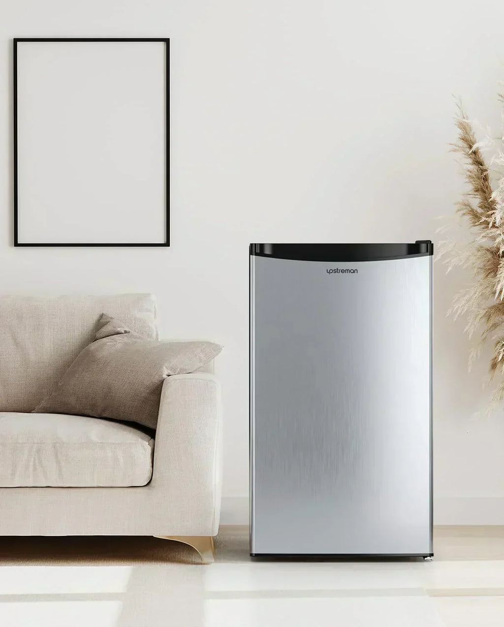 Upstreman 3.2 Cu.Ft Mini Fridge Freezer Single Door Fridge Dorm Fridge Adjustable Thermostat