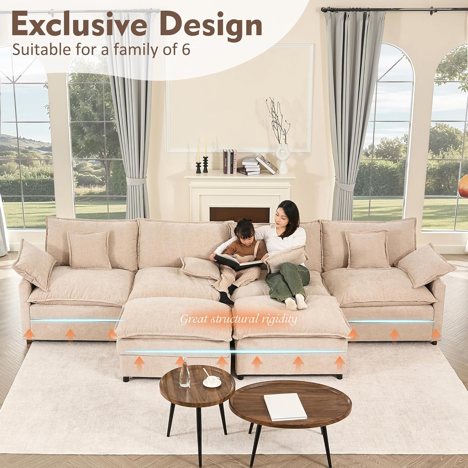 108 U-shaped sofa modular sofa three-seater comfortable cloud sofa