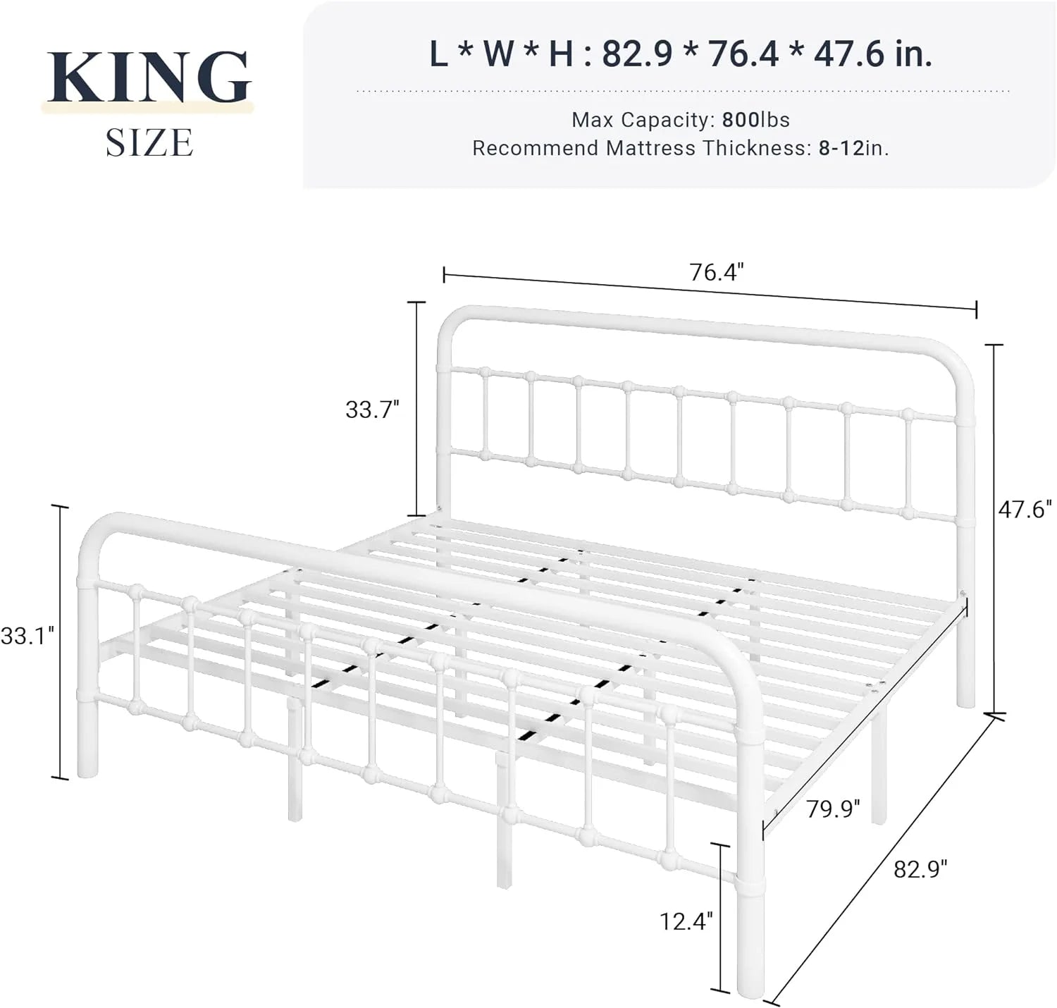 Allewie Queen Size Metal Platform Bed Frame with Victorian Style Wrought Iron-Art Headboard