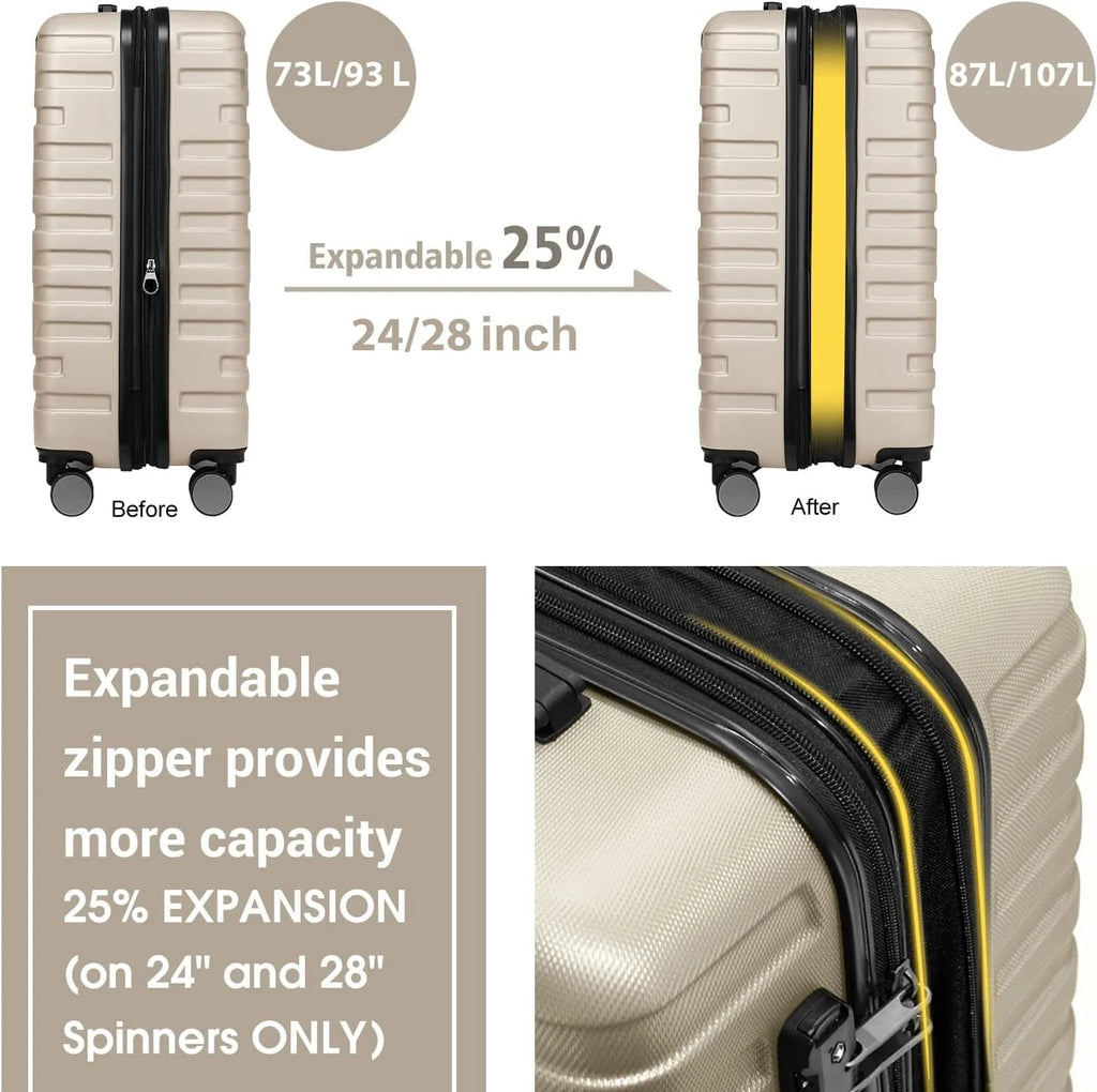 Luggage 6-piece hardshell expandable suitcase lightweight travel carry-on luggage set