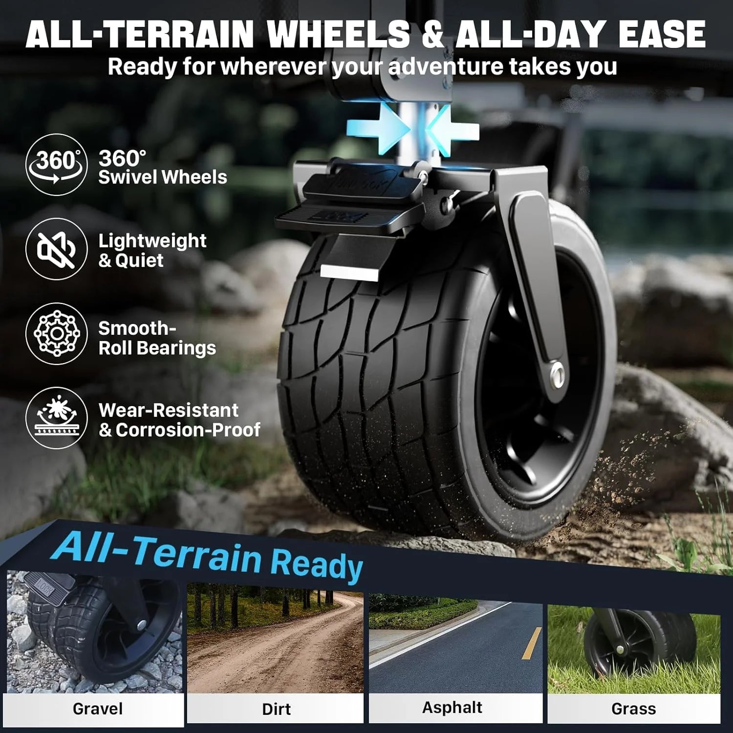 48 Extra Large Folding Travel Cart, 560 lb Capacity, 350 L Heavy Duty Utility Cart with Brakes and All-Terrain Wheels