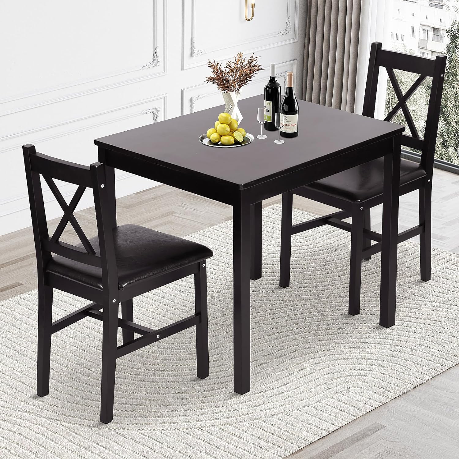 Pazidom Kitchen Table Set 5 Piece Dining Table Set Sturdy Wooden Square Table and Chair