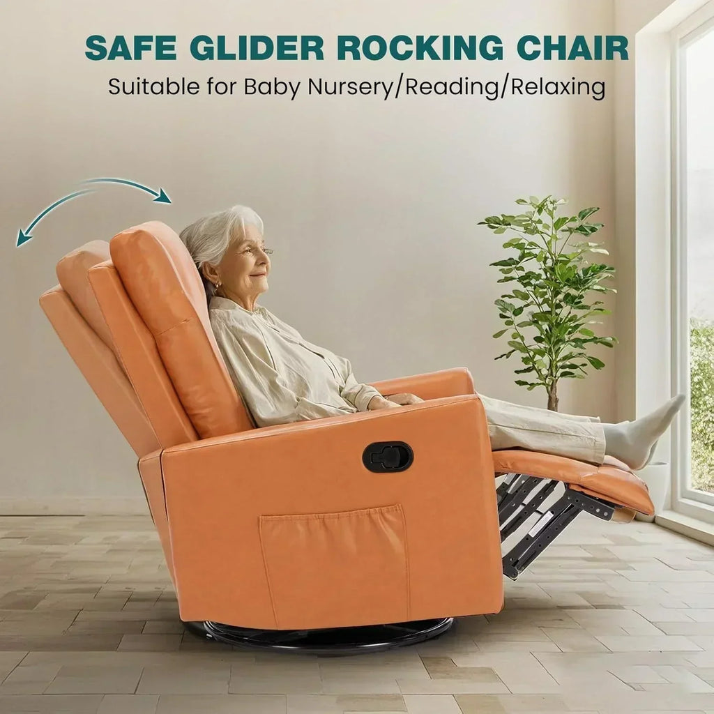 Swivel high-back rocking chair with footrest padded glider baby chair with comfortable deep seat