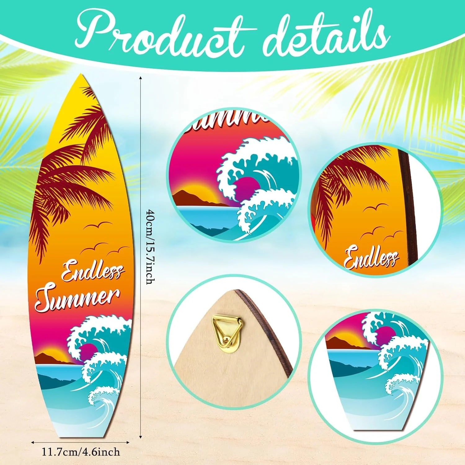 Blulu 4 Pcs Surfboard Wall Decor Surfboard Wall Hanging Sign Wooden Beach Decoration Summer Theme Decor Hawaiian Luau Party Decoration for Home Bar Aloha Tropical Birthday Party(Tiki)