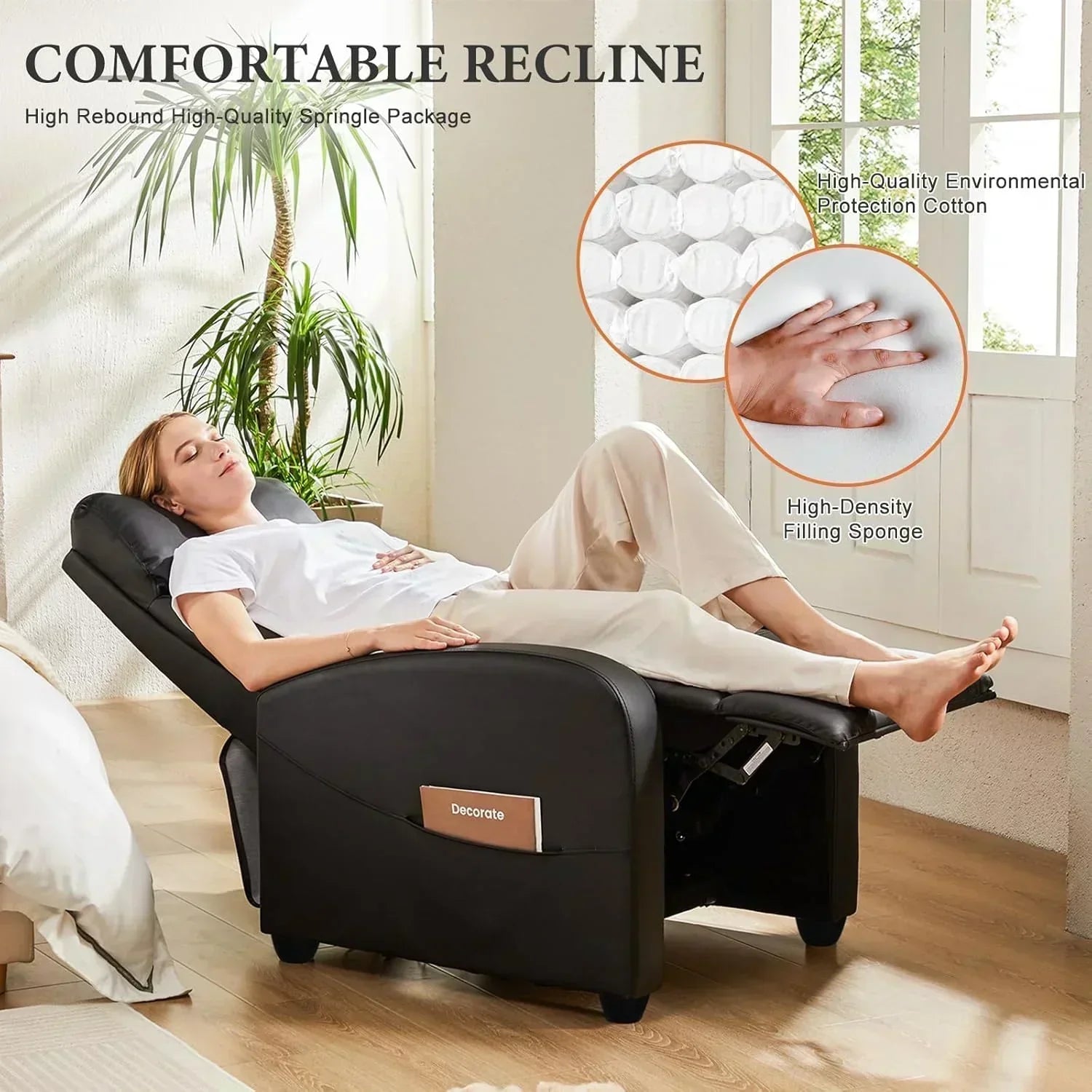 Sweet and crisp rocking chair 360 degree rotating recliner with sliding function
