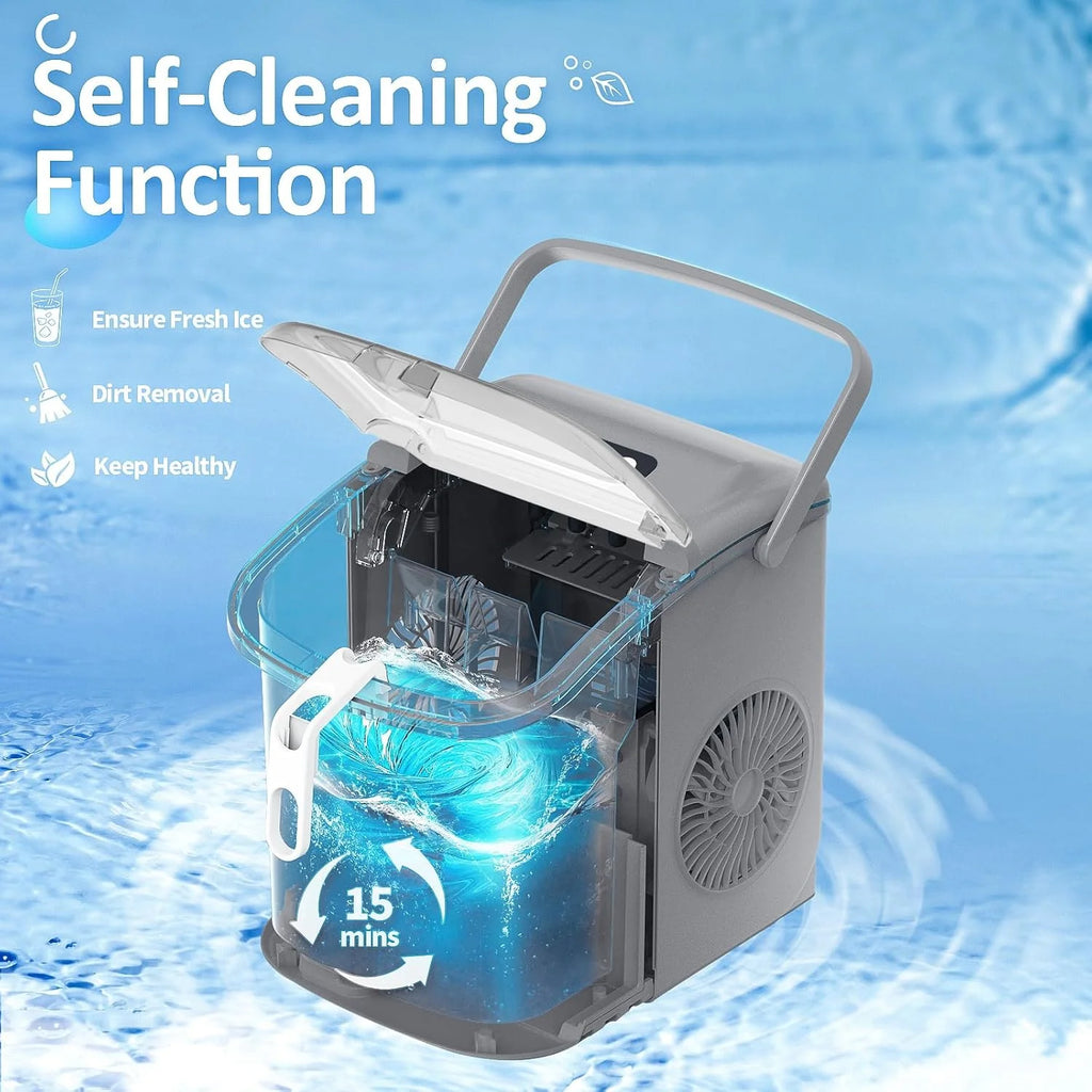 Nugget Ice Makers Countertop, Pebble Ice Machine with Chewable Pellet Ice, 34Lbs/24H, Self-Cleaning, Sonic Ice, One-Click Operation, for Kitchen,Office Stainless Steel Silver