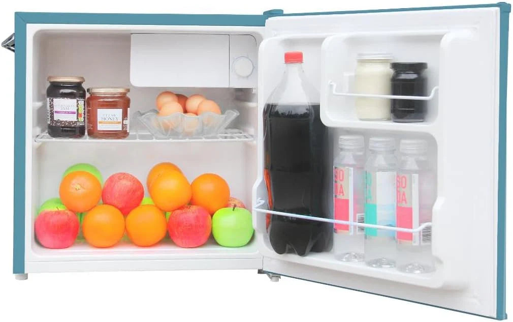 Frigidaire EFR176 Retro Compact Fridge with Chiller Mini Refrigerator with Built-in Bottle Opener for Office, Bedroom, Dorm Room or Cabin, 1.6 cu ft 16 D x 18 W x 18.5 H, Moonlight