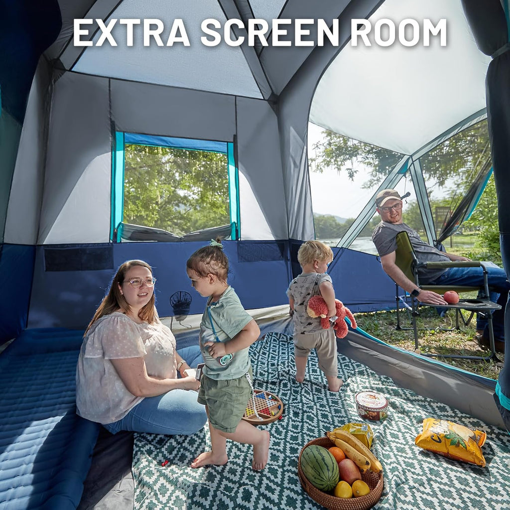 TIMBER RIDGE 5-9 Person SUV Tent with Screen Porch and Awning for Family Camping Weather Resistant