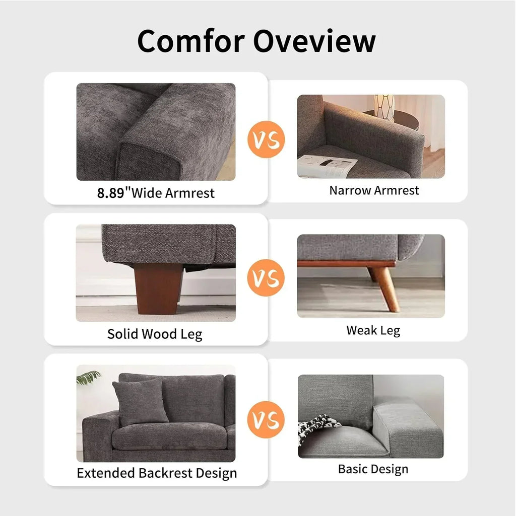 DOPEDIO living room double sofa chenille lounge chair removable solid wood frame