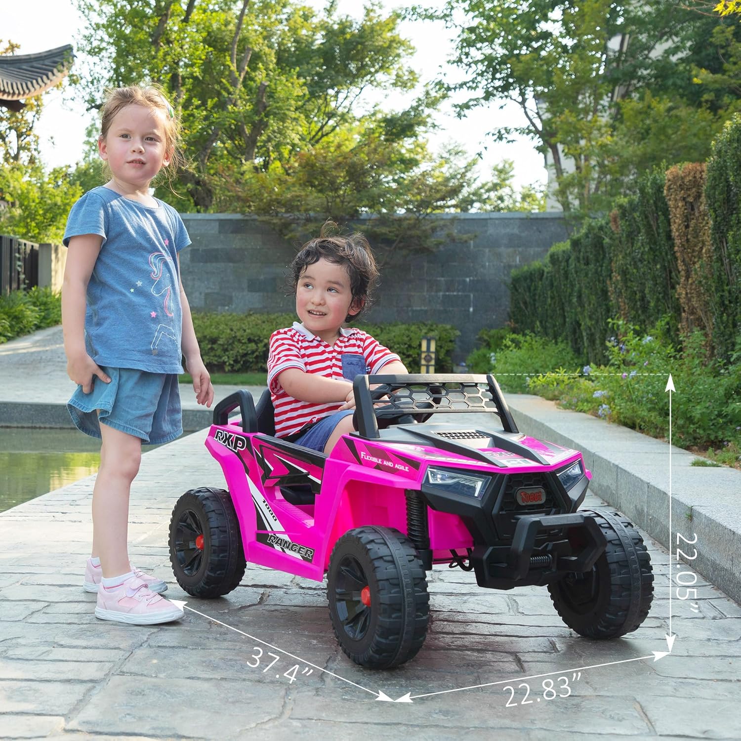 TOBBI 12V Kids Ride on Car Electric Off-Road UTV Truck with Diverse Functions Double Open Doors