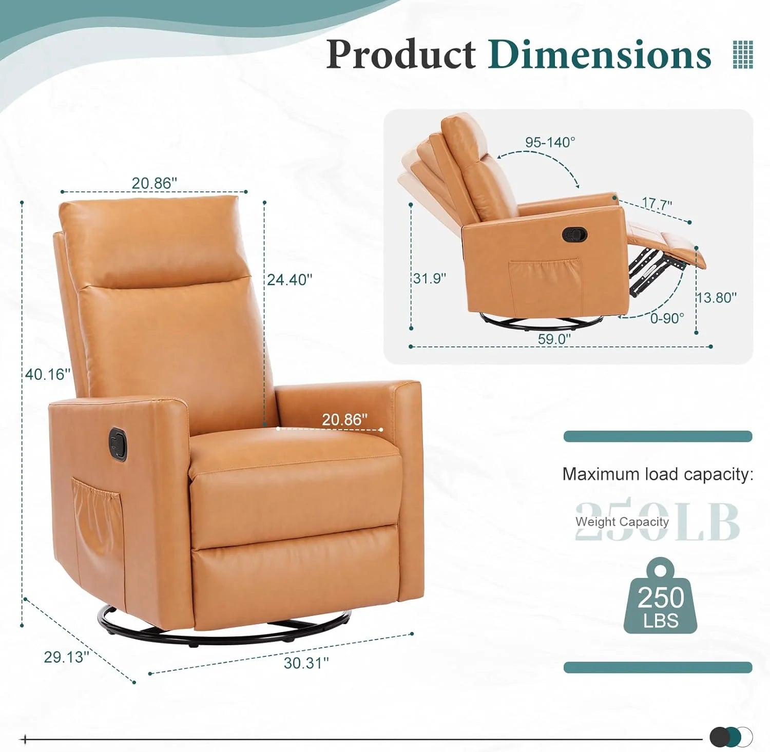 Sweetcrispy Massage Recliner Chair for Adults, Adjustable Home Theater Seating with Lumbar Support for Living Room, Modern Fabric Reclining, Light Grey