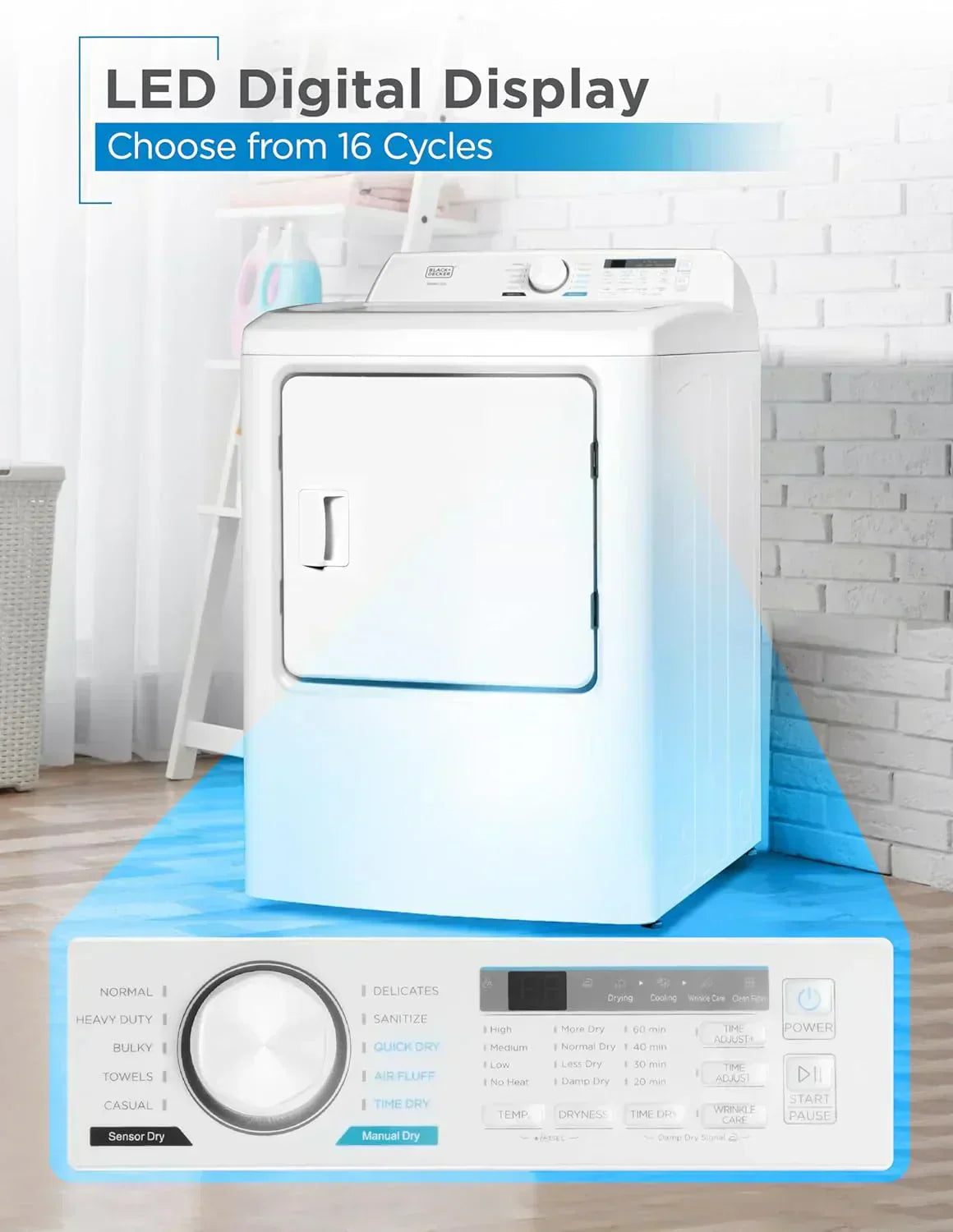Compact Clothes Dryer 1.5 Cu. Ft. 850W Electric Dryer 120V Vented Dryer Stainless Steel Drum