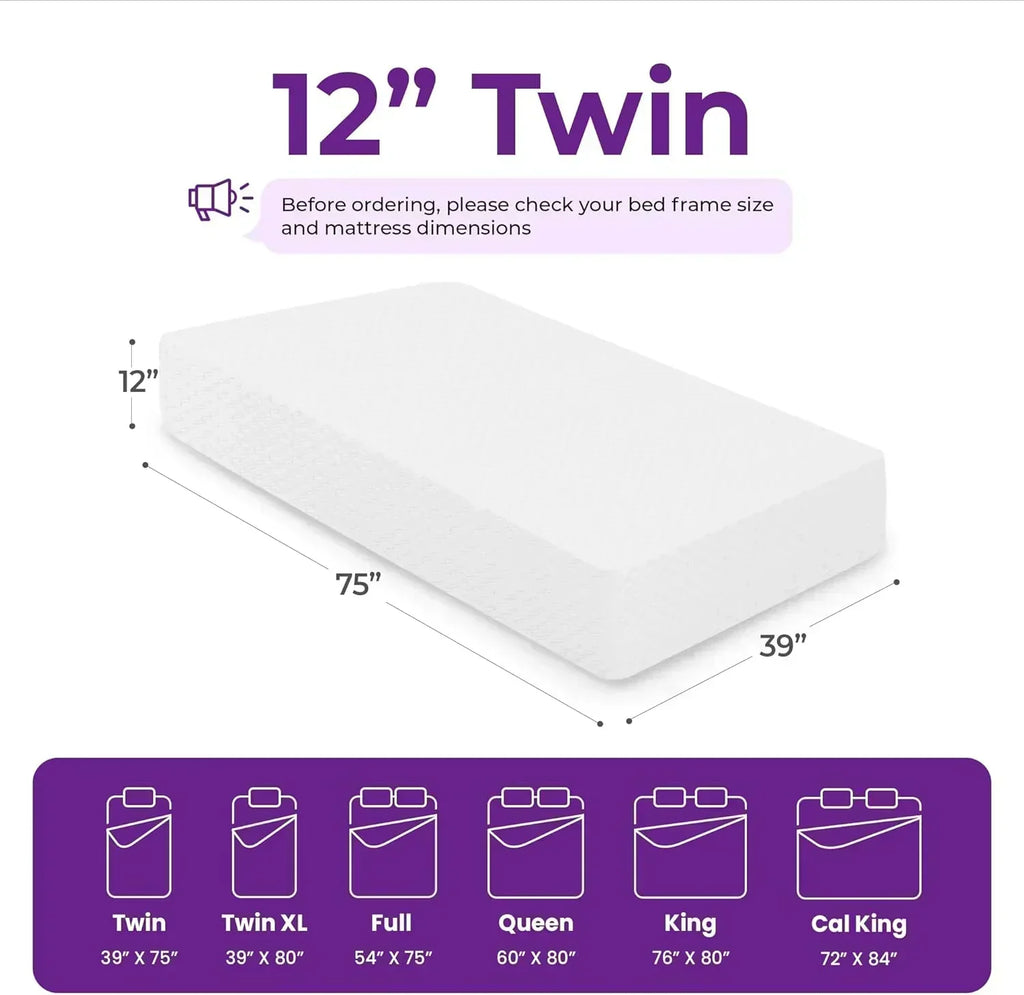 GAESTE 8-inch Fully Cooling Gel Memory Foam Mattress Mattress-in-a-Box