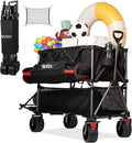 Double-decker cart, 500 lb capacity, 400 liter foldable cart, all-terrain wheels, 46 extra-long extension cart, foldable cart