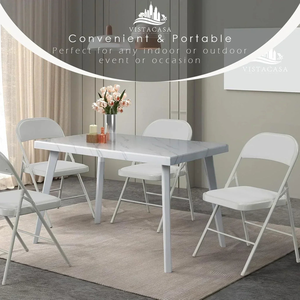 6 Pack Black Folding Chairs with Leather Chairs Events Office Wedding Party Upholstered Chairs