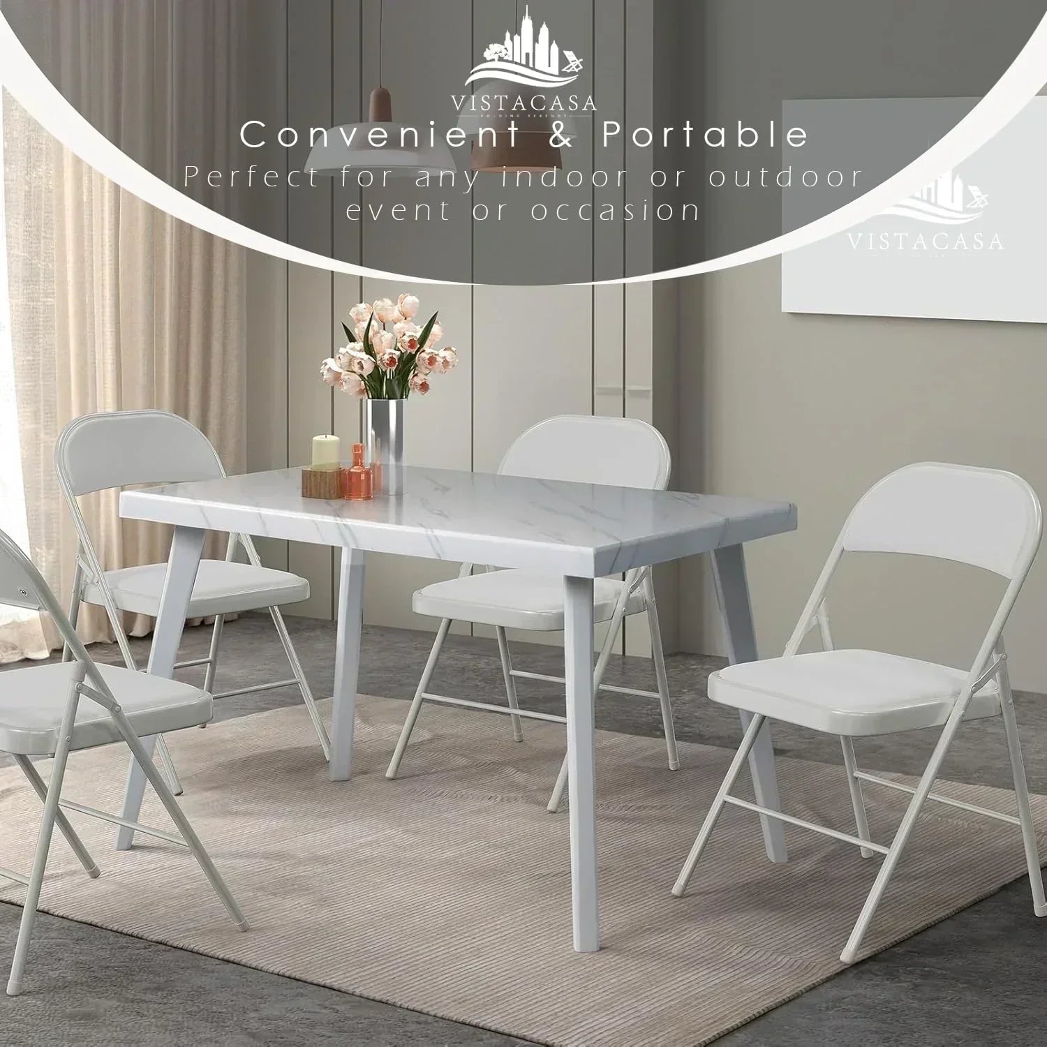 6 Pack Black Folding Chairs with Leather Chairs Events Office Wedding Party Upholstered Chairs