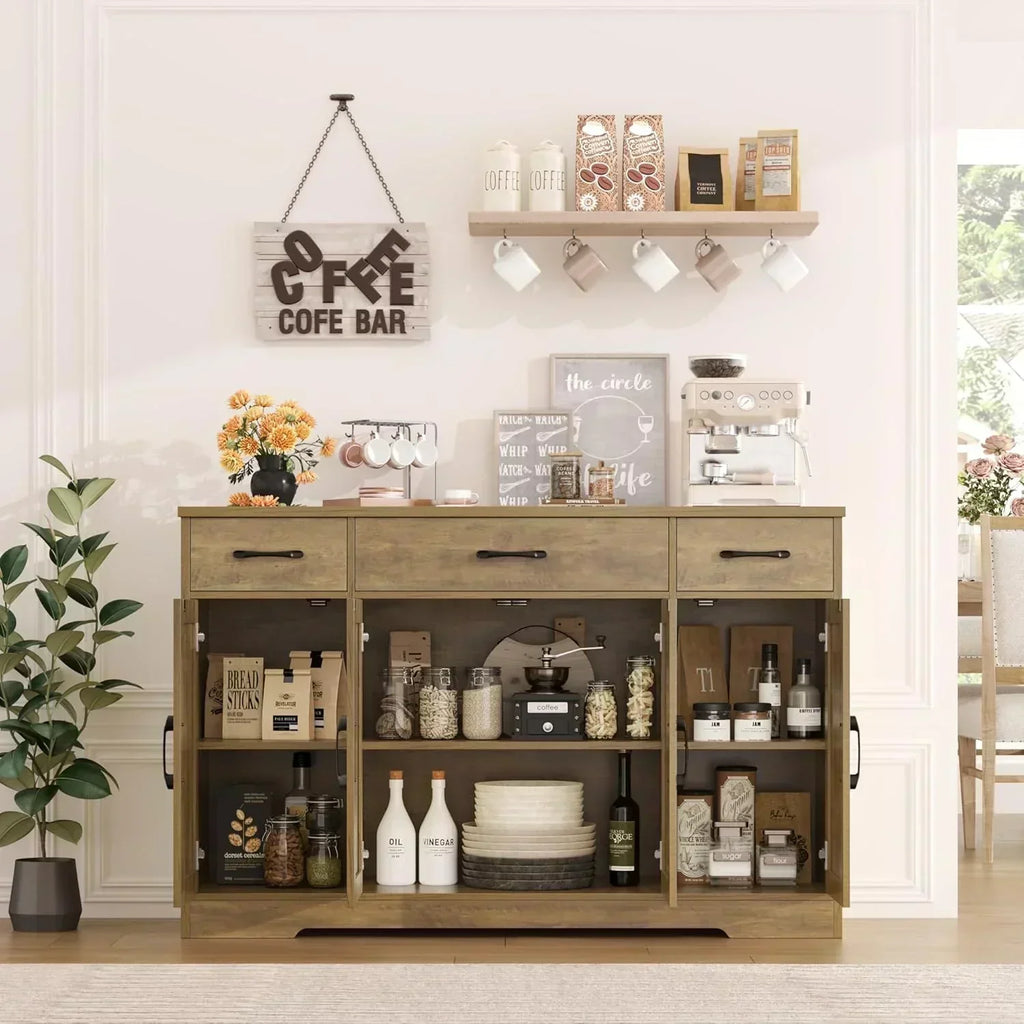 Sideboard with drawers large 55-inch sideboard modern farmhouse wood kitchen dining table
