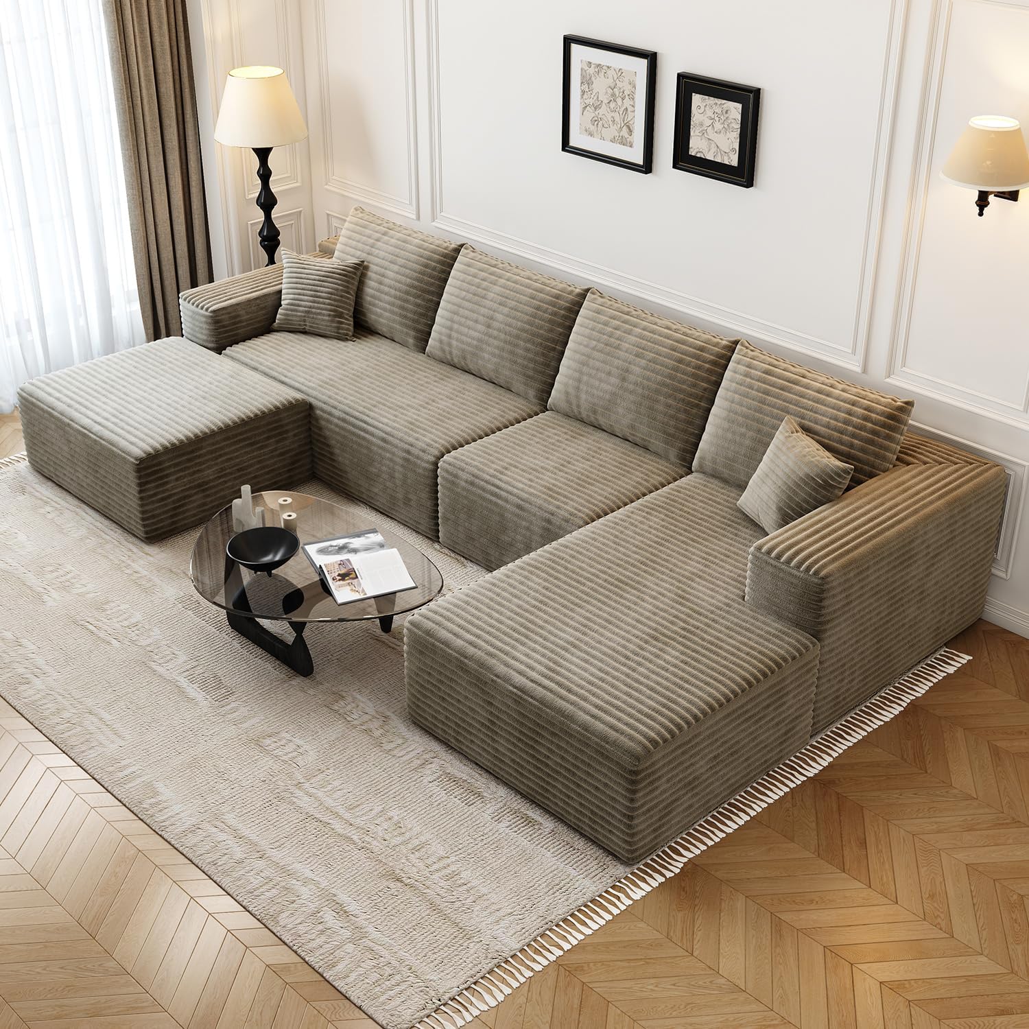 107.5 Cloud Modular Sectional Sofa Couch with L-Shape Chaise,Modern Minimalist Upholstered Couches