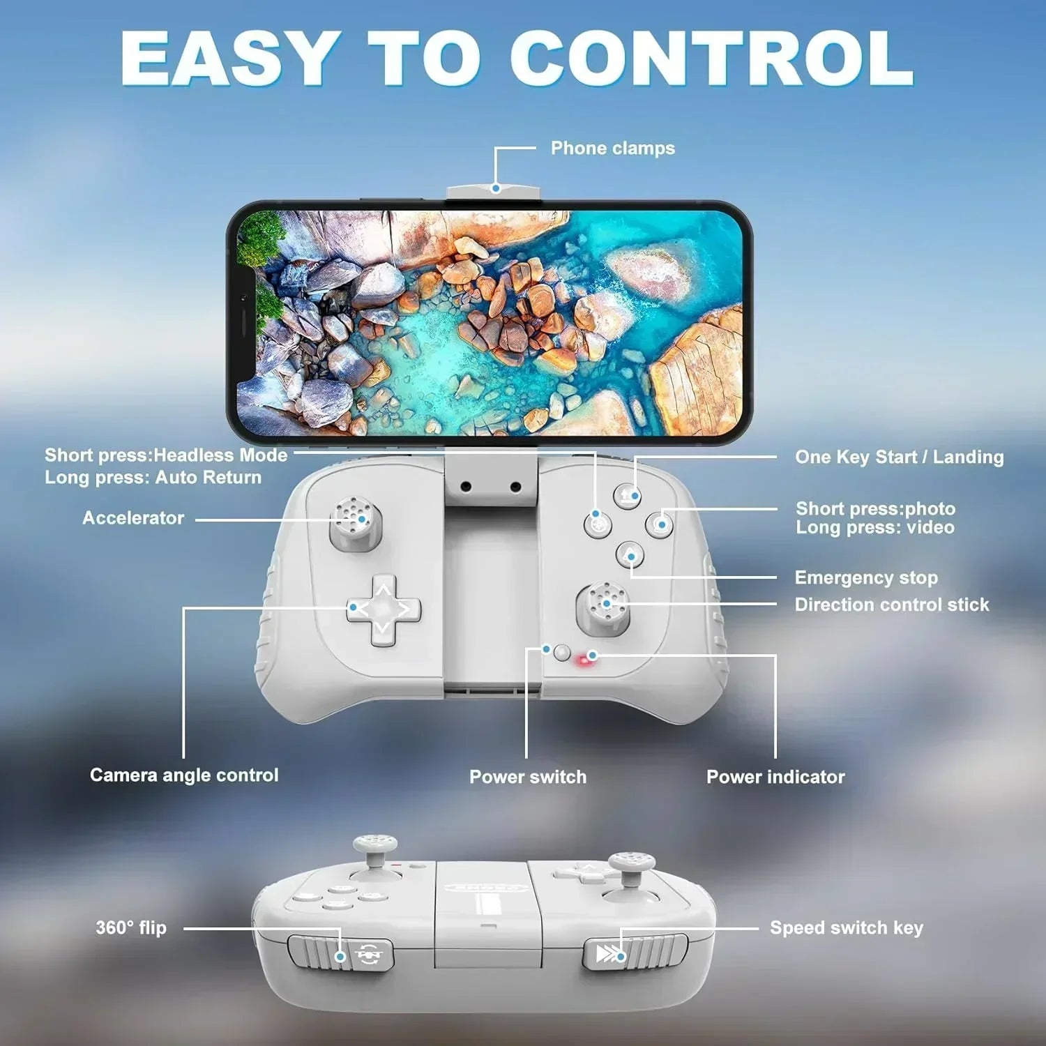 2K HD FPV Drone for Adults with Camera Altitude Hold Foldable and Portable