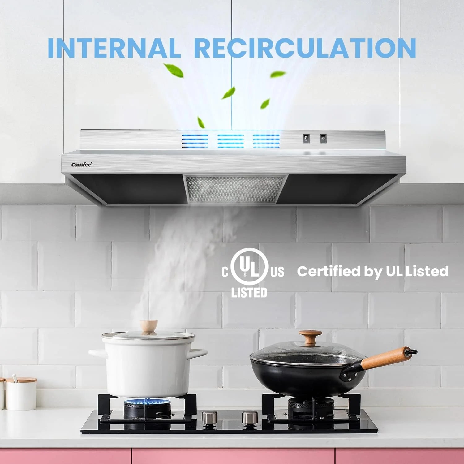 Comfee 30 Under Cabinet Ducted/Ductless Convertible Slim Vent Durable Stainless Steel Kitchen Reusable Filter