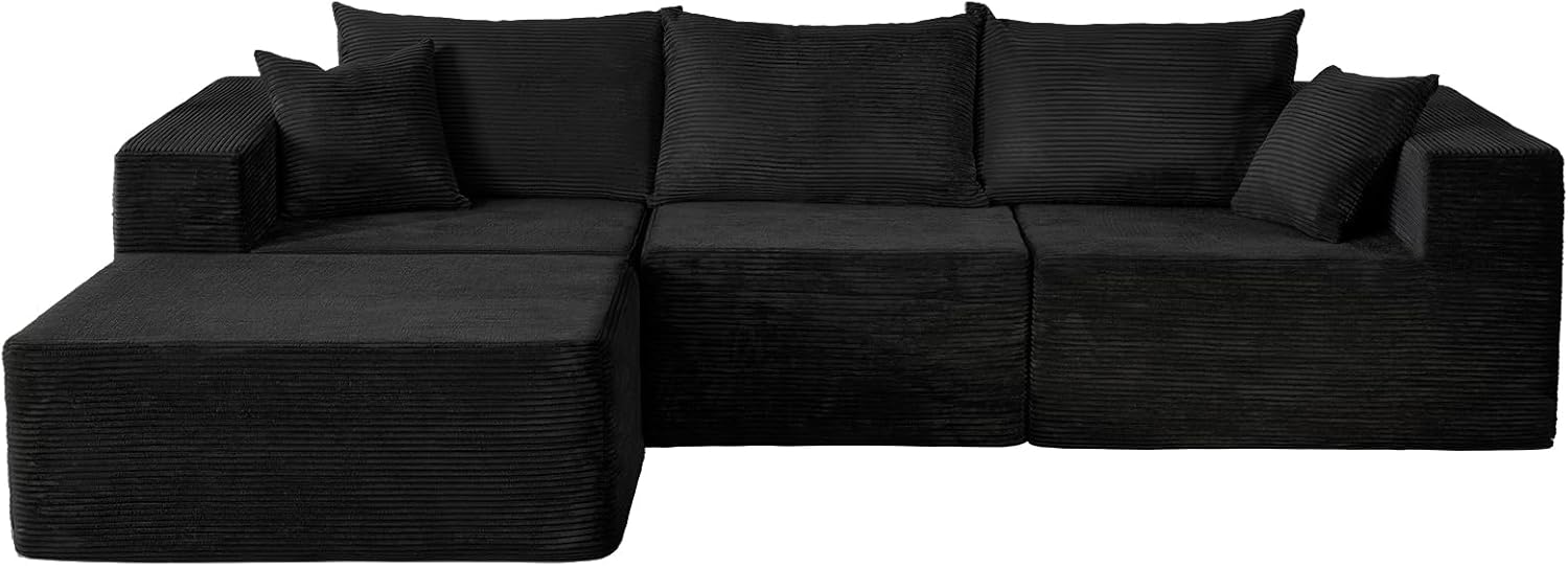 Cloud sofa with L-shaped lounge chair modern modular sofa with deep seats
