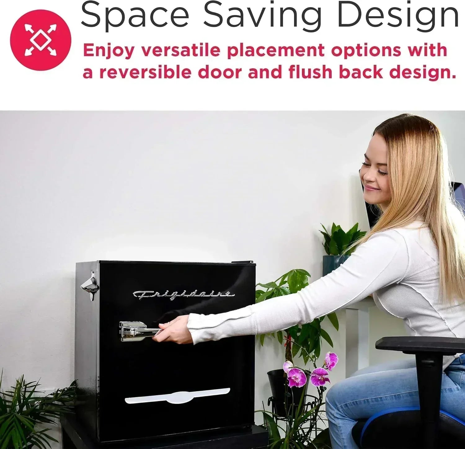 Frigidaire EFR176 Retro Compact Fridge with Chiller Mini Refrigerator Built-in Bottle Opener