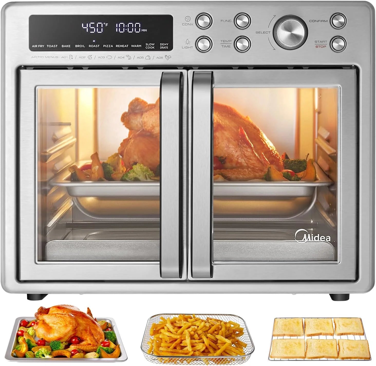 Midea Flexify French Door Toaster Oven Air Fryer Combo, 26.4 QT, Extra Large Air Fryer Countertop