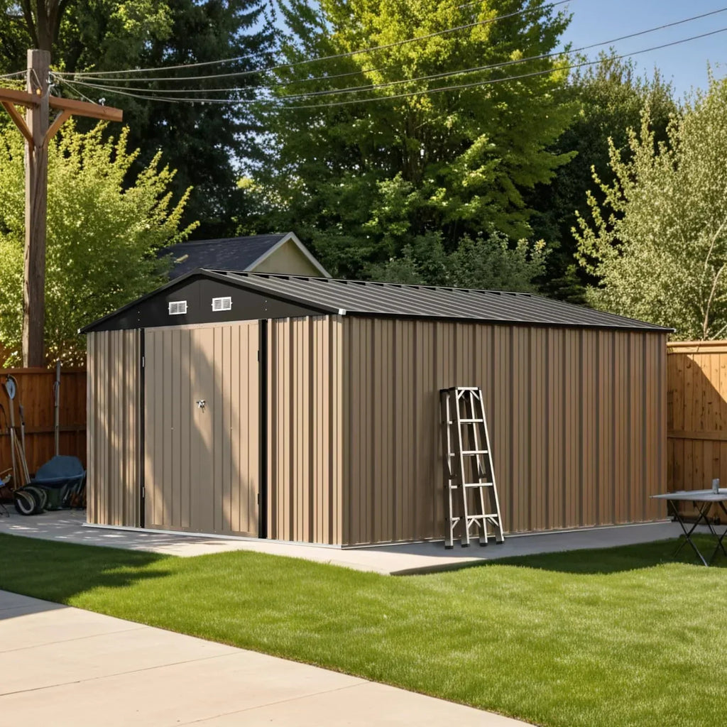 Patiowell 5x3 FT Outdoor Storage Shed Tool Shed with Sloping Roof and Lockable Door Metal Shed