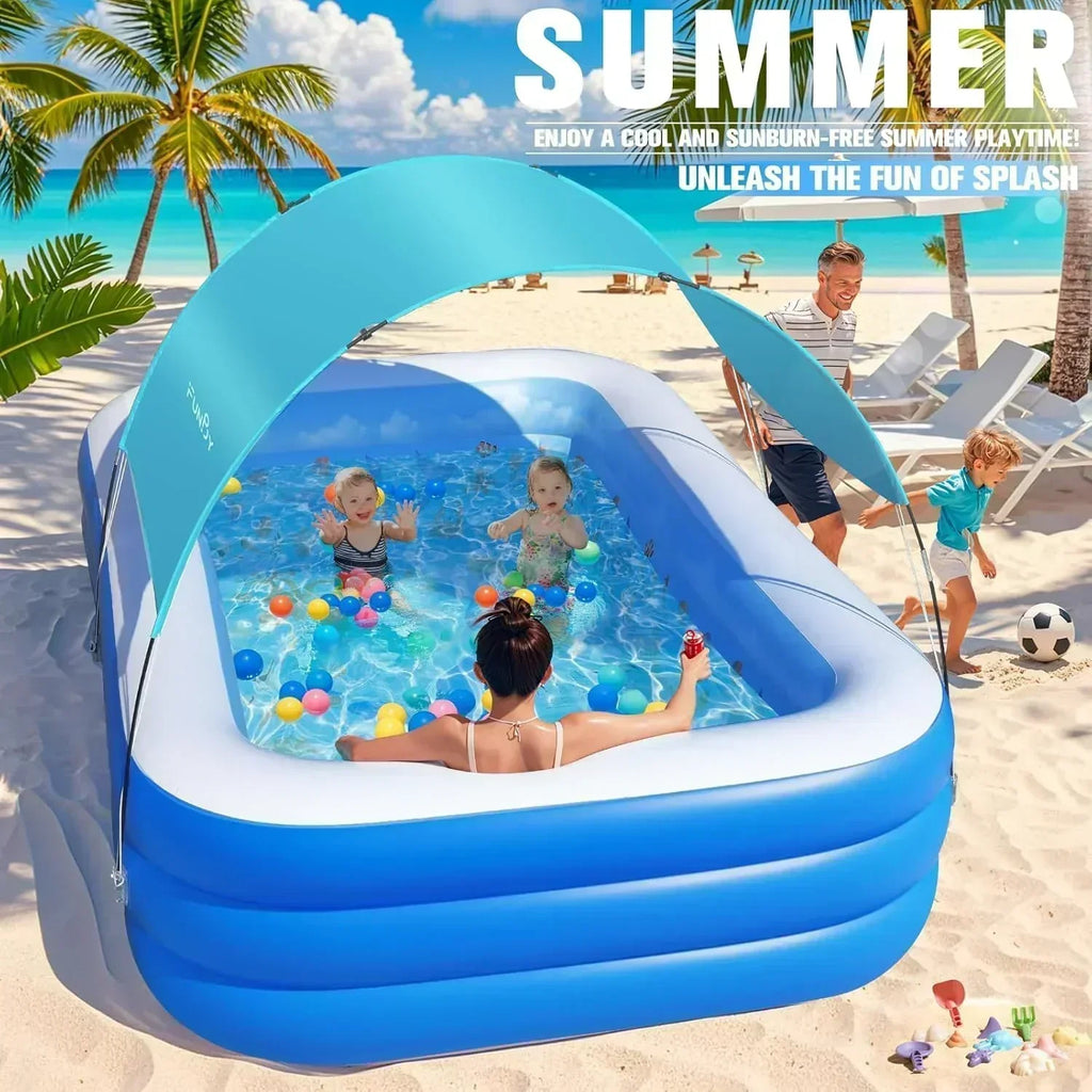 Inflatable Pool with Canopy Upgraded Inflatable Swimming Pool Large Inflatable Blow up Pools