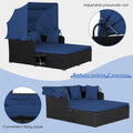 RELAX4LIFE Patio Outdoor Daybed Canopy Wicker Sunbed Cushions Lounge Bed Conversation