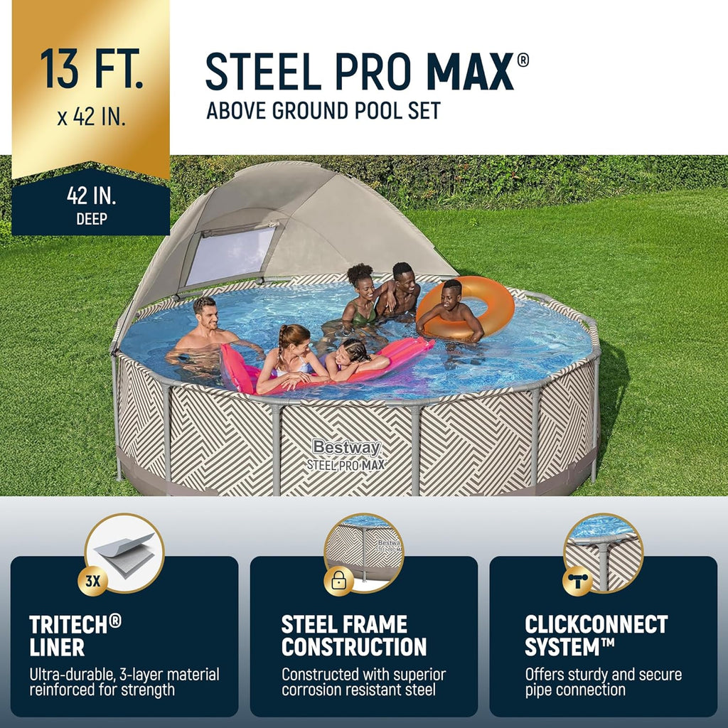 Power Steel Round Above Ground Outdoor Backyard Swimming Pool Set 1,000 GPH Filter Pump