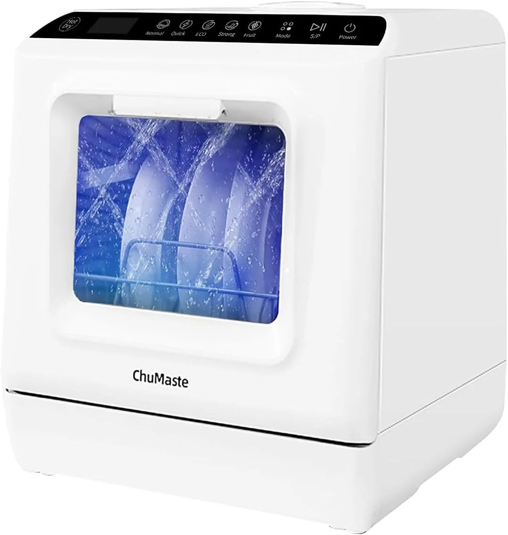 Mini countertop dishwasher. Compact dishwasher with drying function. Double spray arms. Portable countertop dishwasher