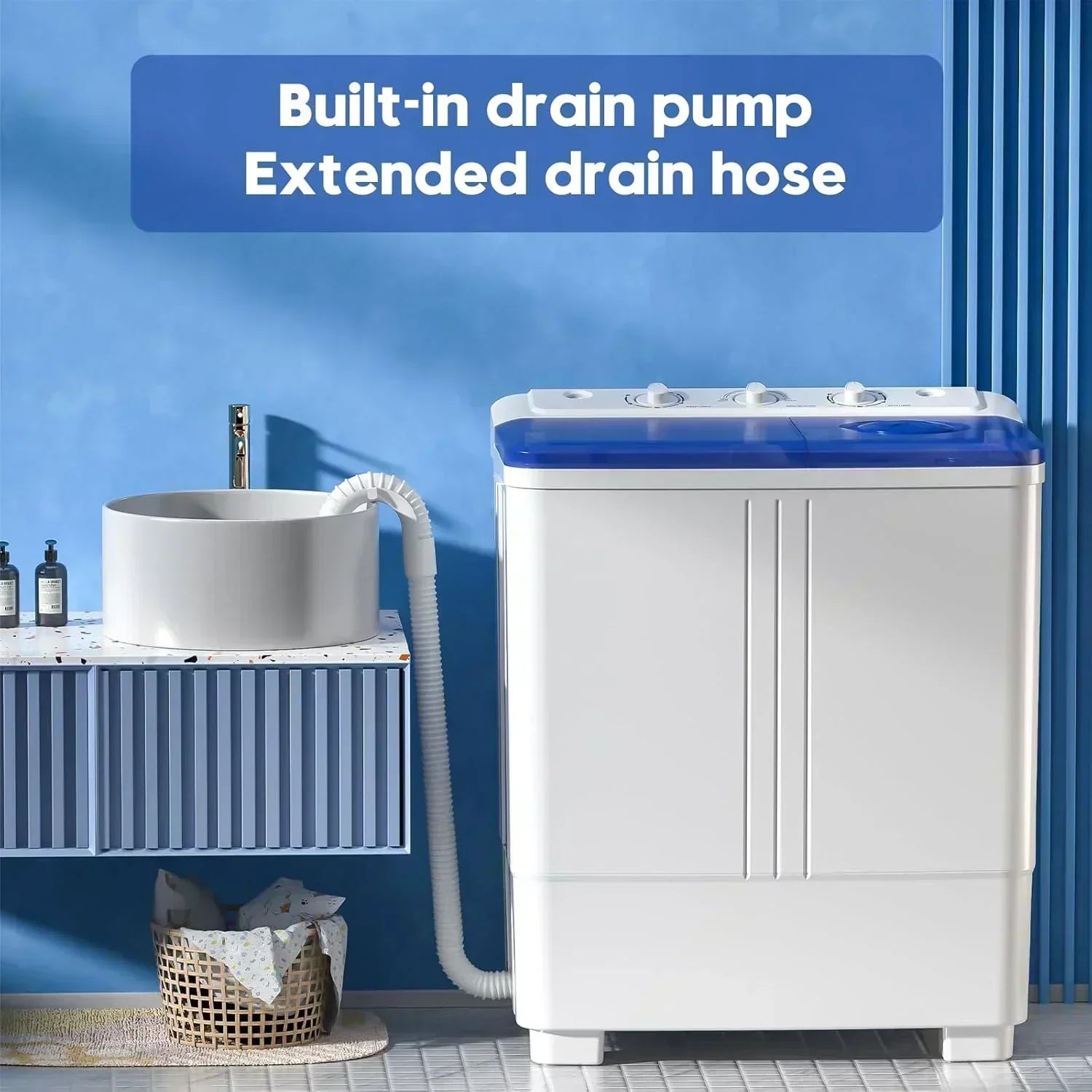 Auertech Portable Washing Machine 28lb Twin Tub Washing Machine Compact Washing Machine