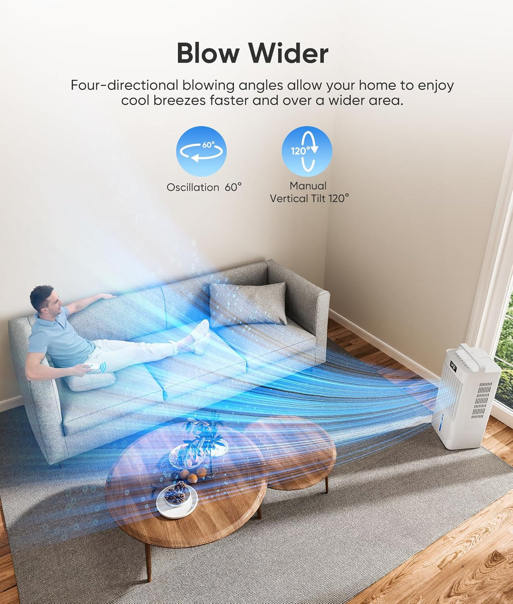 Windowless Portable Air Conditioners Evaporative Air Cooler 3 Modes & 3 Speeds 12H Timer