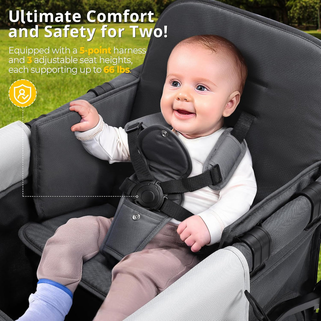 Stroller Wagon for Kids Wagon Stroller Toddlers 2 Seaters All-Terrain Baby Wagon Outdoor