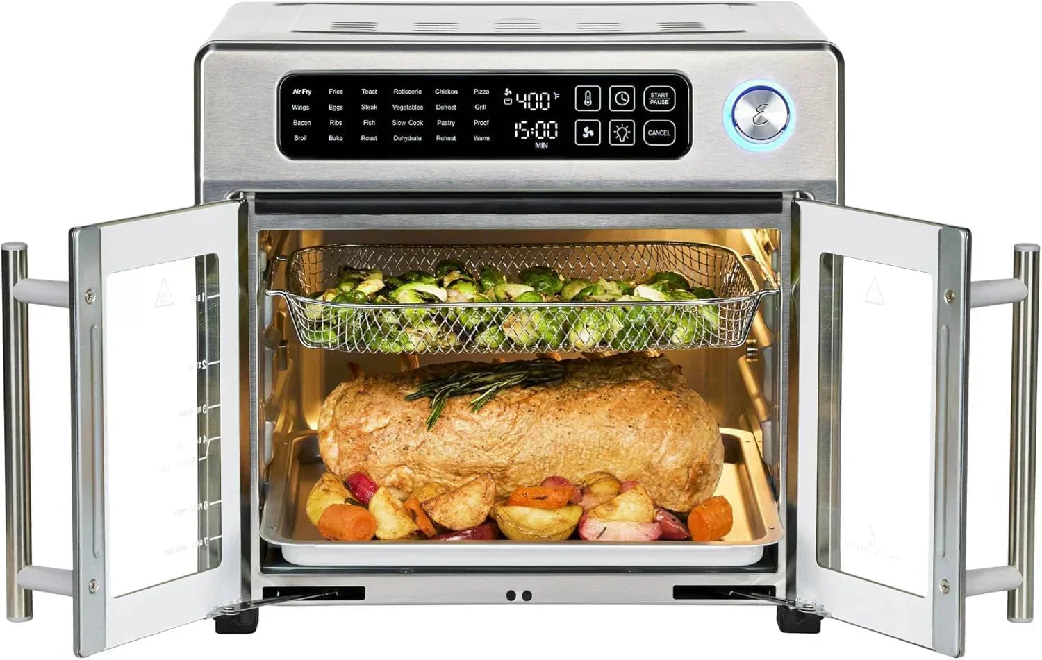 Extra Large French Door Air Fryer Toaster Oven Combo 24 Cooking Functions and Digital Controls