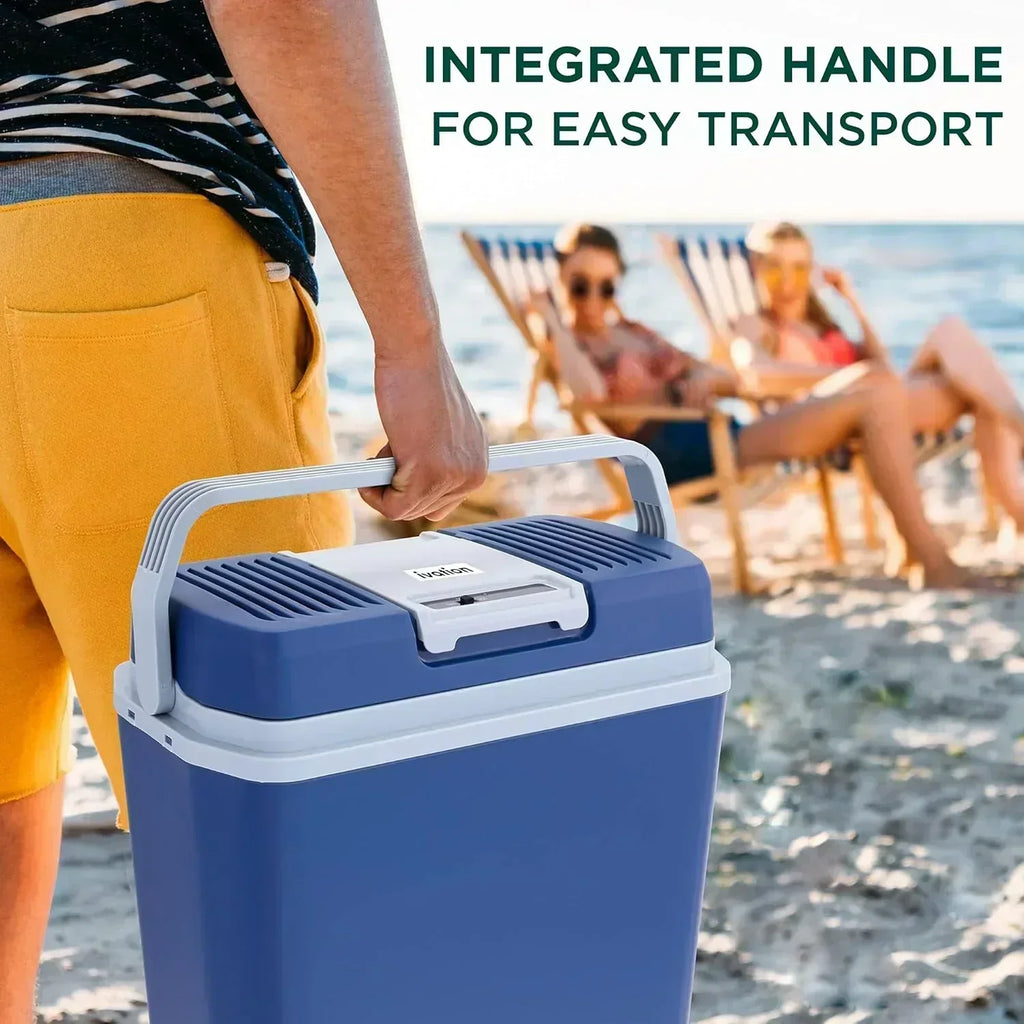 Electric Cooler & Warmer with Handle 24 L Portable Thermoelectric Fridge for Vehicles Trucks