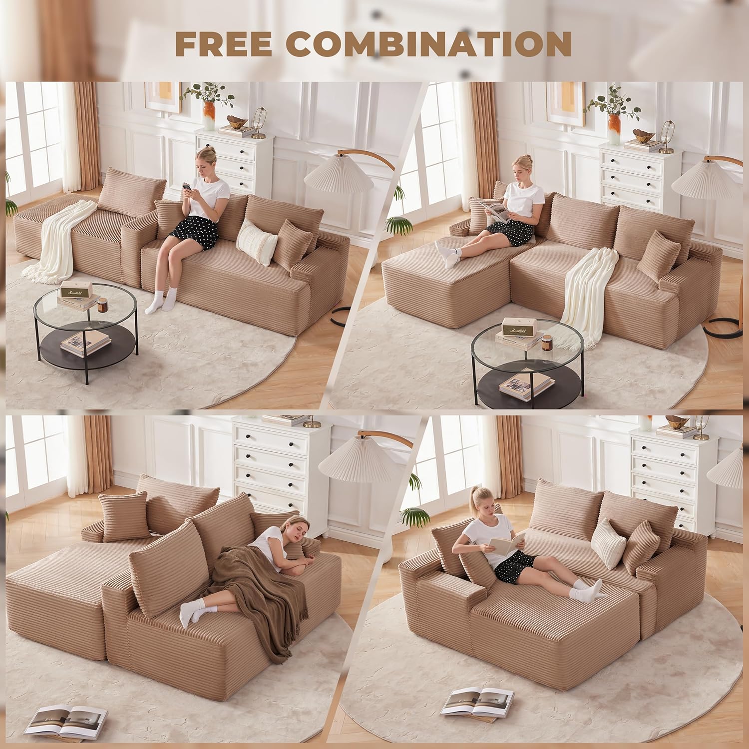 110-inch cloud sofa boneless sofa in the living room modular sofa with deep seats